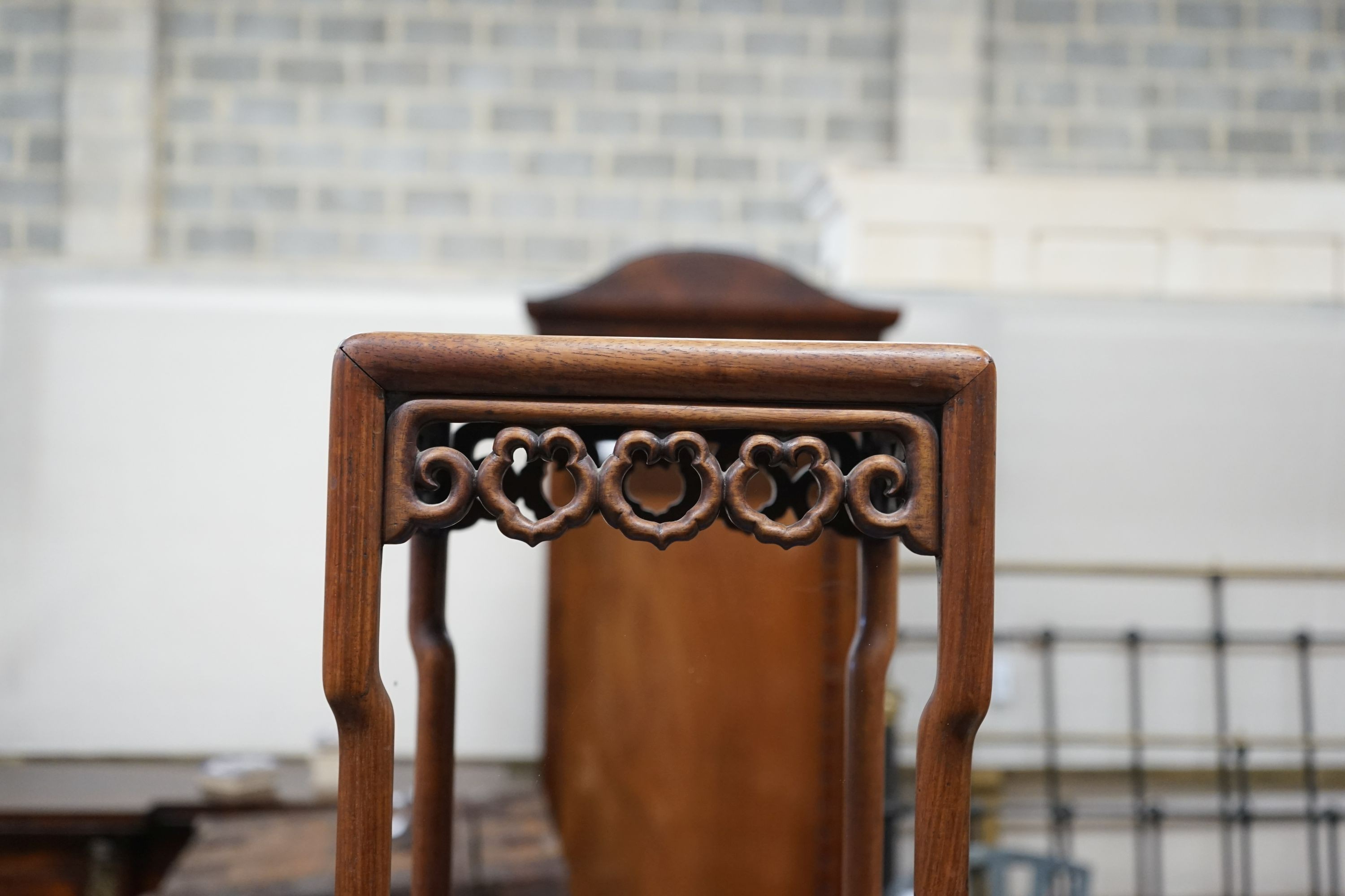 A Chinese hongmu square vase stand, width 27cm, height 61cm